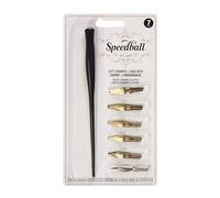 Speedball Ensemble de stylos pour gaucher - 1 porte-stylo - 6 pointes - Pour lettrage à l'encre, écriture italique, gothique romain, alphabet romain, dessin au trait, défilement, stylos d'écriture -