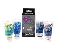 Speedball Lot de 4 cartouches d'encre pour impression de 37 cc Noir/rouge/bleu/jaune 37 cc Pour art et artisanat, impression, artistes, débutants, professionnels, adultes, enfants plus âgés
