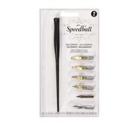 Speedball – Lot de stylos de calligraphie – 1 porte-stylo, 4 plumes, 2 pointes