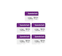 Speederlash Camera Plus Lot de 5 cartes mémoire micro SDXC 128 Go avec adaptateur, vitesse de lecture jusqu'à 90 Mo/s, support vidéo 4K UHD et 5K, classé U1, V30, A1, étanche, pour caméra de sécurité