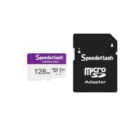 Speederlash Carte mémoire micro SDXC 128 Go, appareil photo plus carte TF avec adaptateur, vitesse de lecture jusqu'à 90 Mo/s, support vidéo 4K UHD et 5K, certifié U1, V30, A1, étanche, pour caméra de