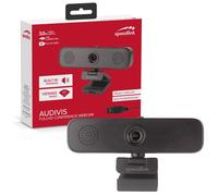 Speedlink AUDIVIS Full HD Webcam de conférence - Angle de Vue 100°, Haut-parleurs intégrés, Noir