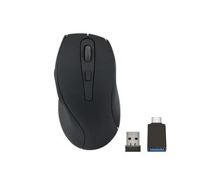 Speedlink AXON Silent Mouse Wireless - Souris PC sans Fil, clic Silencieux, Rechargeable avec Batterie USB-C, Surface antibactérienne caoutchoutée, Ergonomique, 2,4 GHz, 1600 dpi, Noir