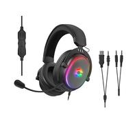 Speedlink CONUX RGB - Casque de Gaming Filaire avec Microphone pour PC, PS5, PS4, Xbox Series X/S, Switch, éclairage RGB, câble Jack 3,5mm et Adaptateur Y, Noir