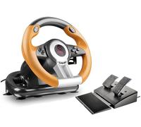 Speedlink DRIFT O.Z. Volant de course - volant de voiture jeux USB pour PC/ordinateur, volant pc avec levier de vitesse, avec retour de force, noir-orange