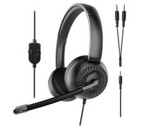 Speedlink METIS Casque stéréo - Casque léger Filaire avec Microphone et télécommande Filaire, Bureau et télétravail, Prise Jack de 3,5 mm avec Adaptateur Y, Sac de Rangement, Noir