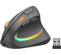 Speedlink Souris Verticale éclairée PIAVO Pro Rechargeable - Souris sans Fil Ergonomique pour Les droitiers, Batterie intégrée Chargeable sur USB-C, éclairage coloré, DPI réglable, Noir