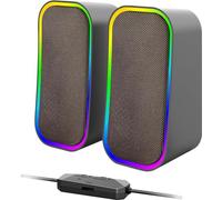 Speedlink Token Bluetooth - Enceinte PC pour Ordinateur, Haut Parleur Gamer, Jack 3,5 mm et Bluetooth, 6 Modes d'Éclairage RGB, 12 Watt, pour Portable, Tablette, Smartphone - Noir