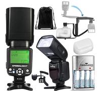 Speedlite Ensemble flash électronique dédié pour Canon EOS Rebel SL2, SL3, T6i, T7i, T8i, 750D, 800D, 850D, avec support en forme de U, câble de sabot déconnecté, piles rechargeables, diffuseur, étui