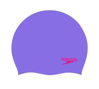 Speedo Bonnet de natation Junior moulé silicone uni Dry Hair – Violet/Rouge, Taille unique