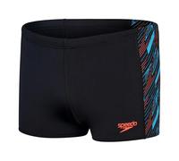 Speedo Aquashort Hyperboom Panel, Entraînement de Natation, Fitness, Résistant au Chlore Aquashort pour Homme, Noir, Bleu Picton, Rouge Sirène, 34