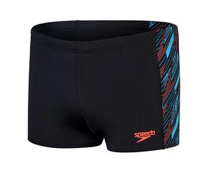 Speedo Aquashort Hyperboom Panel, Entraînement de Natation, Fitness, Résistant au Chlore Aquashort pour Homme, Noir, Bleu Picton, Rouge Sirène, 36