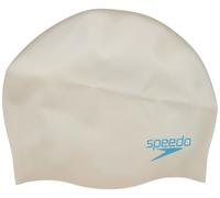 Speedo Bonnet de Bain uni en Silicone moulé pour Enfants, Unisexe, Taille Unique, Blanc/Bleu