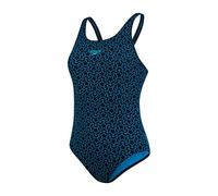 Speedo Boomstar Allover Muscleback Maillot de Bain Femme pour Natation, Couleur Bleu Marine/Bleu Piscine, Taille 34