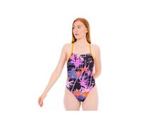 Maillot de bain speedo club training lattice tie back imprime bleu marine orange femme