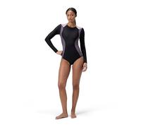 Speedo Colorblock Longsleeve Back Maillot de Bain Une Pièce pour Femme, Anthracite, XS