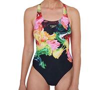 Speedo Colourblend Placement Digital Powerback Maillot de Bain pour Femme M Muticolore (Black/Mango/Lava Red/White/Jade)