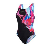 Speedo Colourflood Placement Digital Powerback Slips de Bain Femme, Muticolore (Black/Electric Pink/Powder Blue/Beautiful), 28