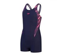 Speedo Combinaison Hyperboom Splice pour Fille | Résistant au Chlore | Séchage Rapide | Tissu Extensible | Coupe Confortable | 1 pièce, Bleu Marine/Rose électrique/Rose Fandango, 5-6 Ans