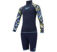 Speedo Ensemble de maillot de bain et de protection contre les éruptions cutanées pour garçon, UPF 50+ Maillot de bain à manches longues et ensemble de maillot de bain, True Navy/Turquoise, Taille 8 V