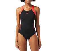 Speedo Femme Boom Splice Muscleback Maillots de Bain, Noir/Rouge Lave, 4XL EU