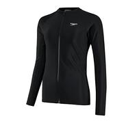 Speedo Full Zip Long Sleeve Sun Protection Rash Top Rash Guard Top Femme, Noir/Blanc, M