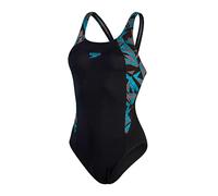 Speedo Hyper Boom Splice Muscleback Maillot de Bain Femme, Noir/Bolt/Dove Gris, 30