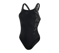 Speedo Hyper Boom Splice Muscleback Maillot de Bain Femme, Noir/Oxid Gris/USA Charcoal, 28