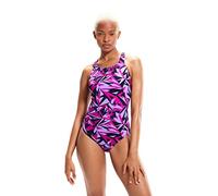 Speedo HyperBoom Allover Medalist Maillot de Bain Femme, True Navy/Berry/Miami Lilas, 28