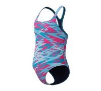 Speedo Hyperboom Print Medalist One Piece Maillot de Bain pour Fille, Bleu, 16