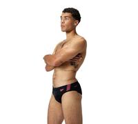 Speedo Hyperboom Splice Briefs |Quick Drying | Training | Fitness | Chlorine Resistant Slip de Bain pour Homme, Black/Coral Sands, 42