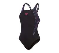 Speedo Hyperboom Splice Muscleback Swimsuit | Classic Design | Quick Drying | Training | Fitness | Chlorine Resistant Maillot de Bain, Black/Electric Pink/USA Charcoal, 38 Femme
