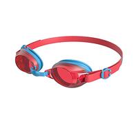 Speedo Junior Jet V2 Swimming Goggles | Kids Swim | Comfortable Fit | Adjustable Design | Anti-Fog | Anti-Leak | Learn to Swim, Turquoise/Lava Red, One Size