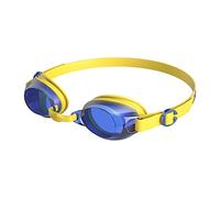 Speedo Junior Jet V2 Swimming Goggles | Kids Swim | Comfortable Fit | Adjustable Design | Anti-Fog | Anti-Leak | Learn to Swim, Empire Yellow/Neon Blue, One Size