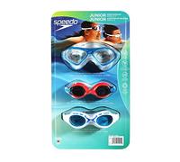 Speedo Junior Lunettes de natation 3-pack, Multicolore et forme - Lot de différents, Bleu/rouge/blanc