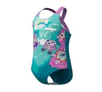 Speedo Learn to Swim Printed Crossback Swimsuit | Chlorine Resistant | Recycled Fabric | Stretchy Fabric, Maillot Une pièce Fille, Neon Violet,