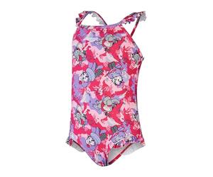 Speedo Learn to Swim Printed Frill Thinstrap Maillot de Bain pour Fille, Rose/Violet, 6 Ans