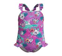 Speedo Learn to Swim Printed Frill Thinstrap Swimsuit | Chlorine Resistant | Quick Drying, Maillot Une pièce Fille, Neon Violet,