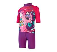 Speedo Learn to Swim Sun Protection Top & Short Rash Guard Set Fille, Magic Sangria/Cherry Rose/Sweet Taro, 9-12 M