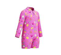 Speedo Long Sleeve Print Zipped One Piece Maillot de Bain pour Mixte Enfant, Rose, 9-12 Années