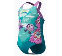 Speedo Learn to Swim Printed Crossback Swimsuit | Chlorine Resistant | Recycled Fabric | Stretchy Fabric Maillot de Bain pour Fille, Neon Violet, 9 Mois-12 Mois