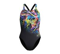 Speedo Fl Placement Printed Powerback Swimsuit Noir UK 34 Femme