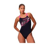 Speedo - Maillot de bain une pièce Medley Logo Medalist - Anthracite/Rose - Taille 12 (M) Femme