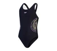 Speedo Maillot de bain Placmement Muscleback pour fille Noir/violet, Noir/violet doux/citron, 13-14 ans