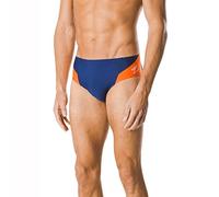 Speedo Maillot de Bain pour Homme Endurance+ Splice Team Colors, Homme, Maillot Une pièce, MENDTEAMSPLCENDBRIEF, Bleu Marine/Orange., 30