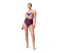Speedo Maillot de bain une pièce médaillé imprimé numérique pour femme, violet, 68