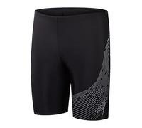 Speedo Medley Logo Jammer | Kids Swim Practice | Technical Fabric | Athletic Design, Noir/Gris, 5-6 Ans Garçon