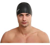 Speedo Bonnet de natation Pace – Silicone + tissu – Tenue confortable – Noir – Adulte