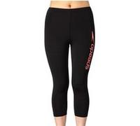 Speedo Pantalon de bain 3/4 pour femme, pantalon femme taille haute 3/4 UPF 50+, noir/rouge Phoenix, taille 36 BLACK/PHOENIX RED G