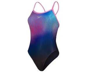 Speedo placement digital turnback one piece black/kiki pink/picton